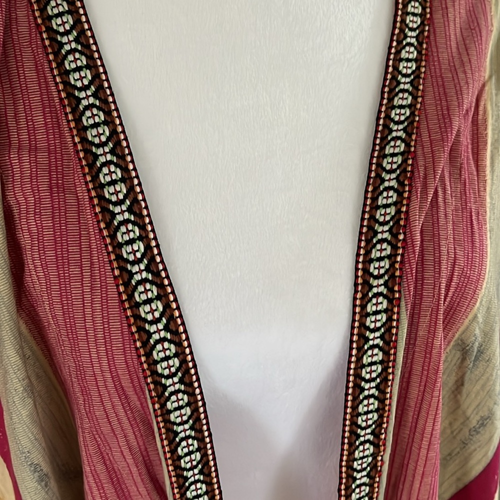 Free People Intimately Free Meadowsweet Kimono Robe Cotton Striped Embroidered - Picture 11 of 13